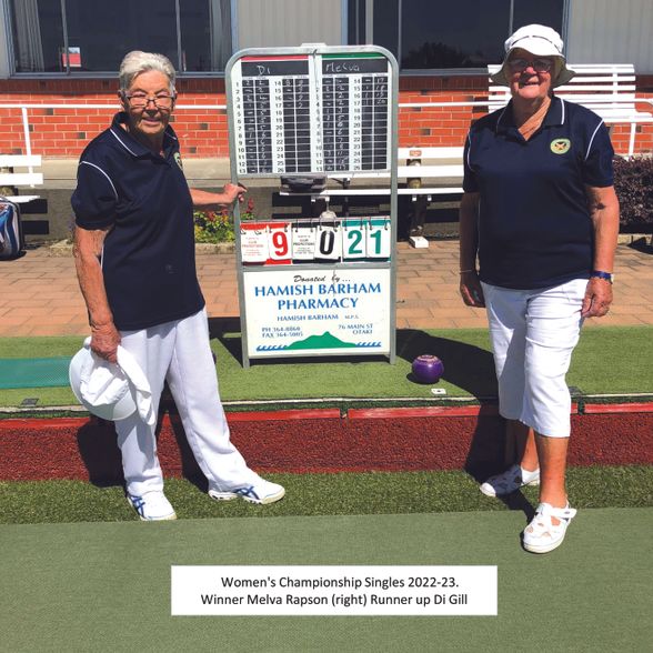 Women's Championship Singles 2022-23. Won by Melva Rapson (right) with